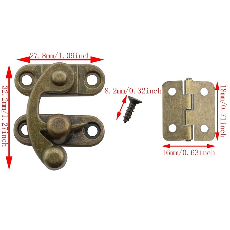 2 Sets Antique Right and Left Latch Hook Hasp and 4pcs Small Box Mini Hinges ... gallery