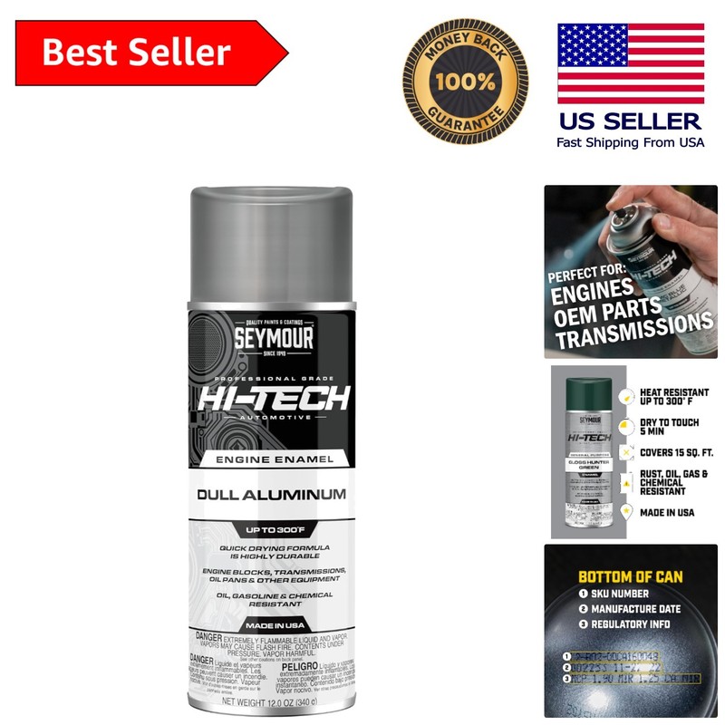 Multi-Surface Engine Spray Paint, Heat Resistant Dull Aluminum - 12 oz Aerosol
