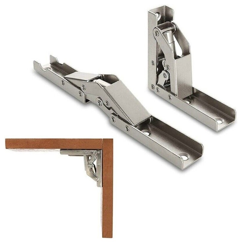 2Pcs/Set 90 Degree Self-Locking Folding Hinges Brackets Spring Folding Hinge New