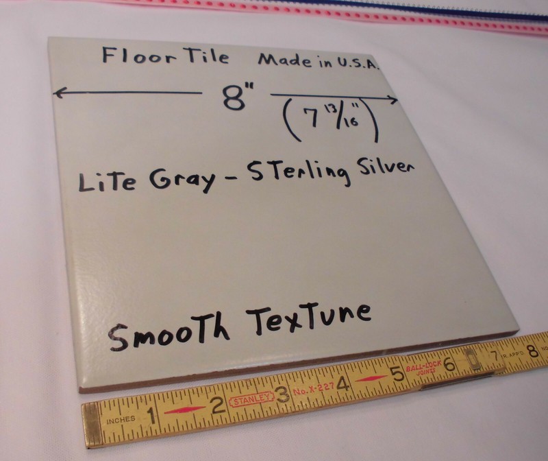 1 pc. “Lite Gray” Ceramic / Porcelain Floor Tile 8″ X 8″ Smooth Textured New