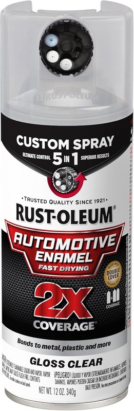 Rust-Oleum 2X Automotive Enamel Custom Spray 5-in-1 Spray Paint, 12 oz, Gloss Cl