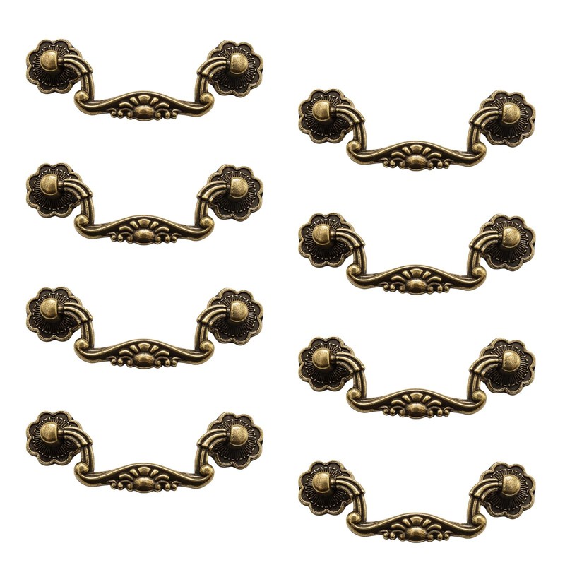 8 Pcs 3 Inch P01 Drop Drawer Handles Antique Brass(Gold) Cabinet Handle Drawer P