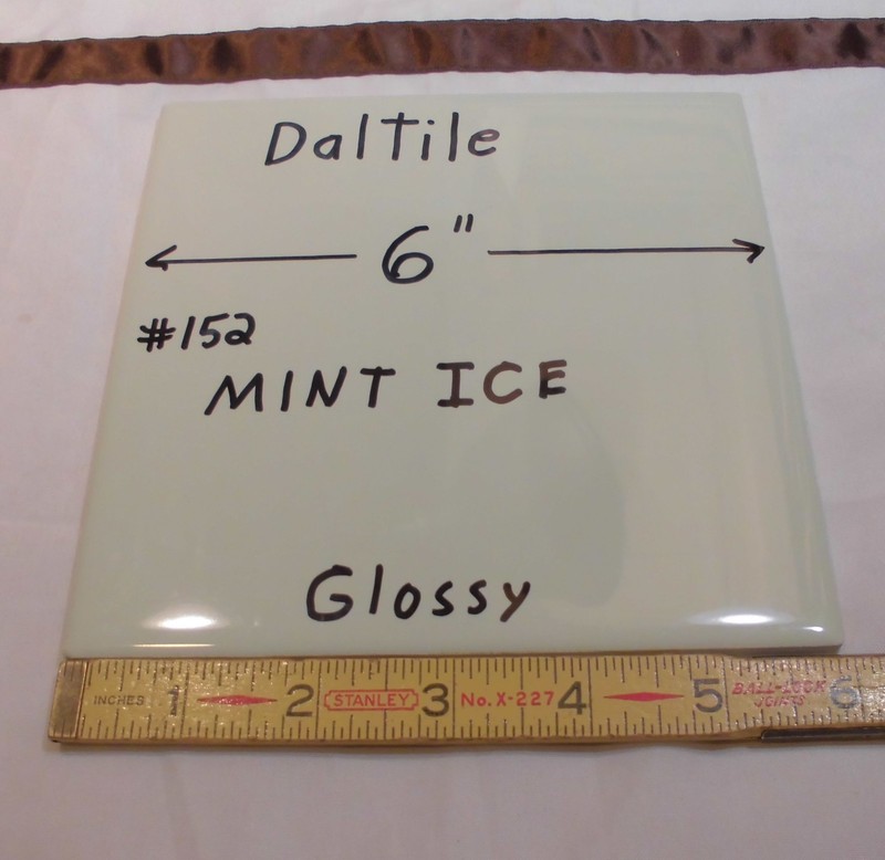 1 pc. Glossy Ceramic Tile *Mint Ice* 6″ by Daltile…very light mint green