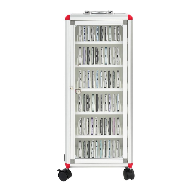 Portable Phone Storage Cabinet W/Wheels Free Standing 72 Slots Phone Locker gallery