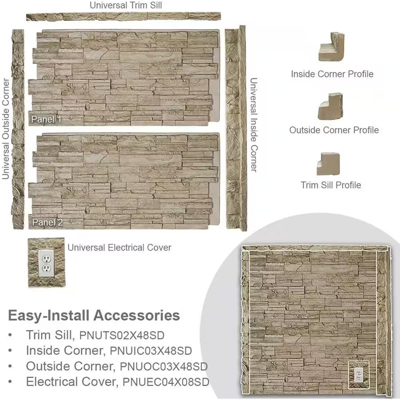 2 In. X 48 In. Polyurethane Universal Trim Sill for Stonewall Faux Stone Siding gallery