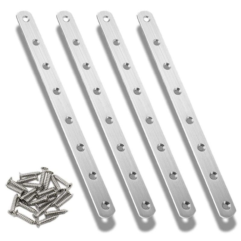 4 PCS 12 Inch Flat Mending Plate Stainless Steel Straight Braces With Screws