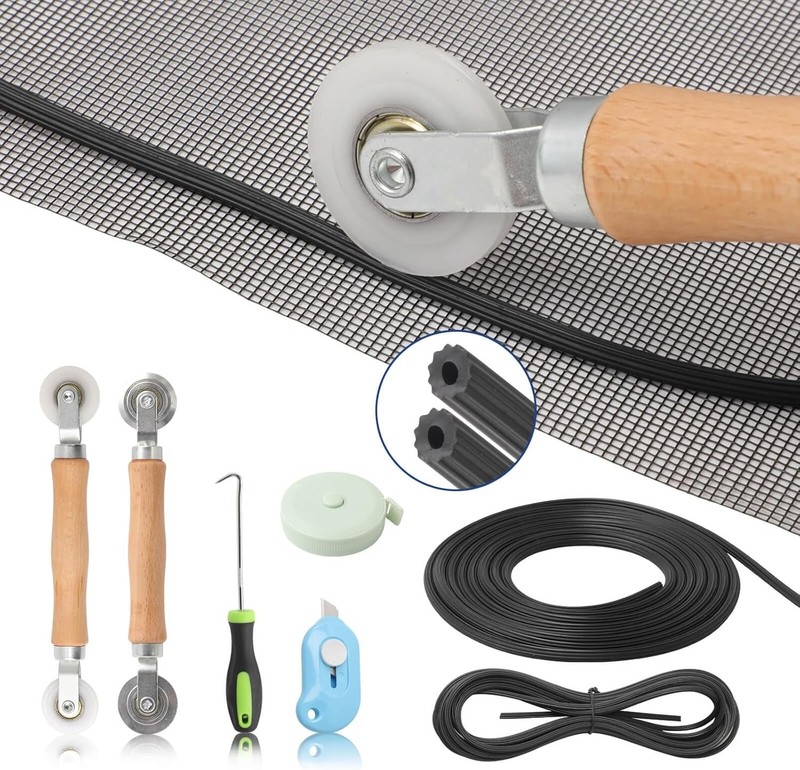 Window Screen Door Repair Kit Include Window Screens Mesh 48"x118" with All Tool