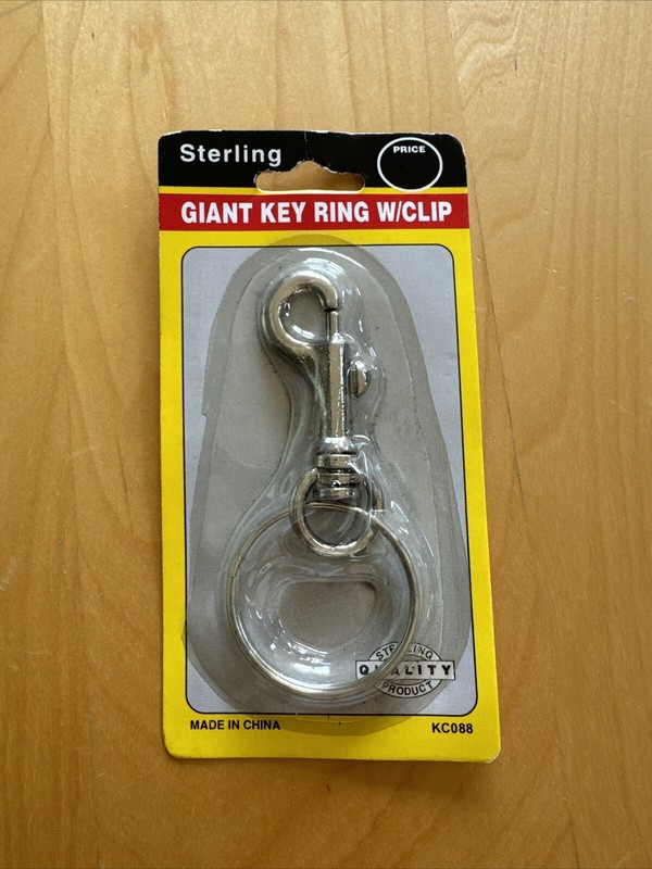 Giant Stainless Steel Hook Key Ring Metal Sterling Color 701306 9300-27