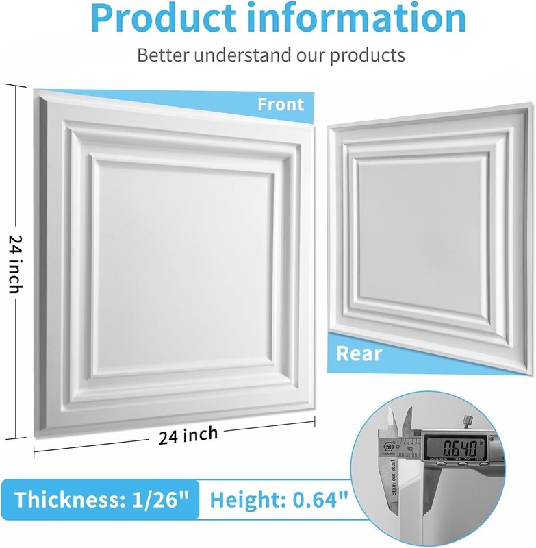 Easy Install White PVC Ceiling Tiles 12-Pack-~ gallery