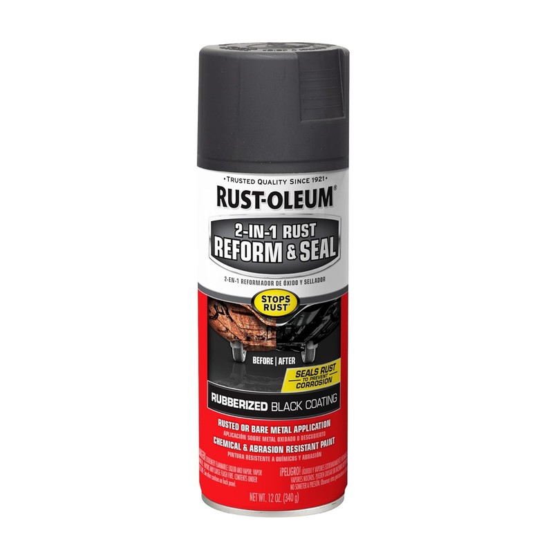 Rust-Oleum 2 in 1 Automotive Rust Reform & Seal Spray 12oz Flat Black Rust