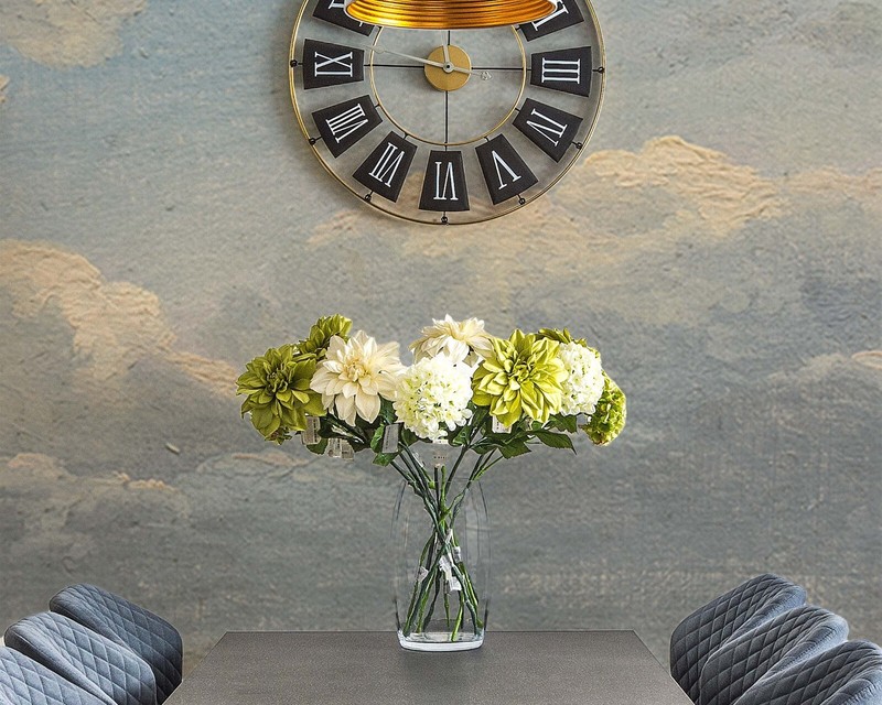 Curly Beautiful Clouds Blue Sky Cloudy Retro Vintage Wallpaper Murals gallery