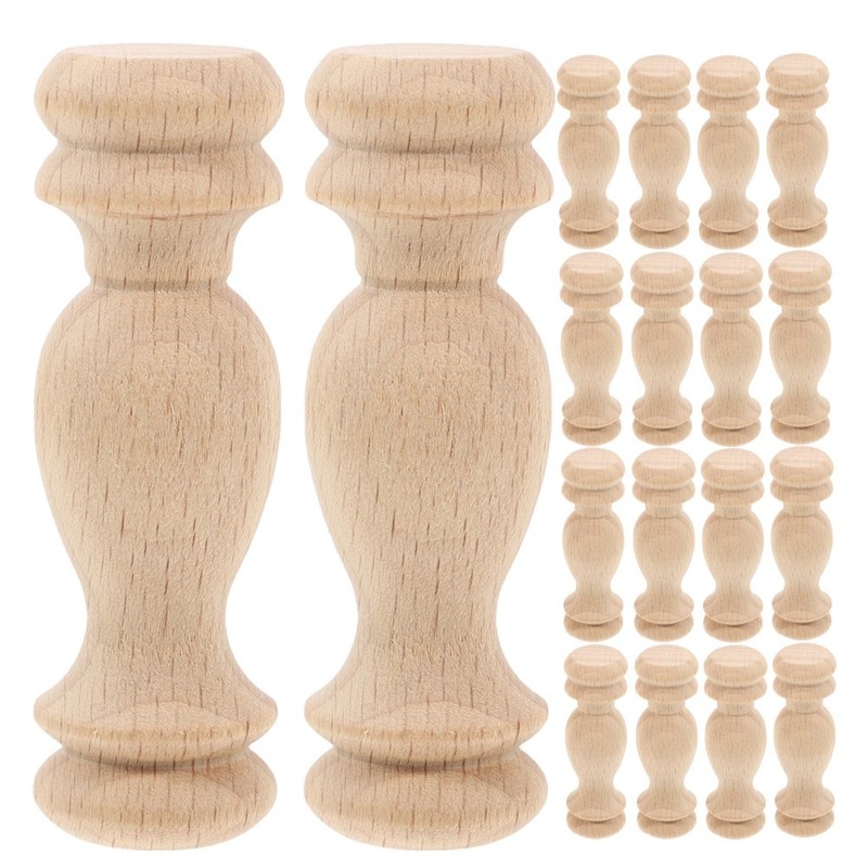 20 PCS Small Finials Unpainted Curtain Rod Balusters for Indoor Stairs gallery