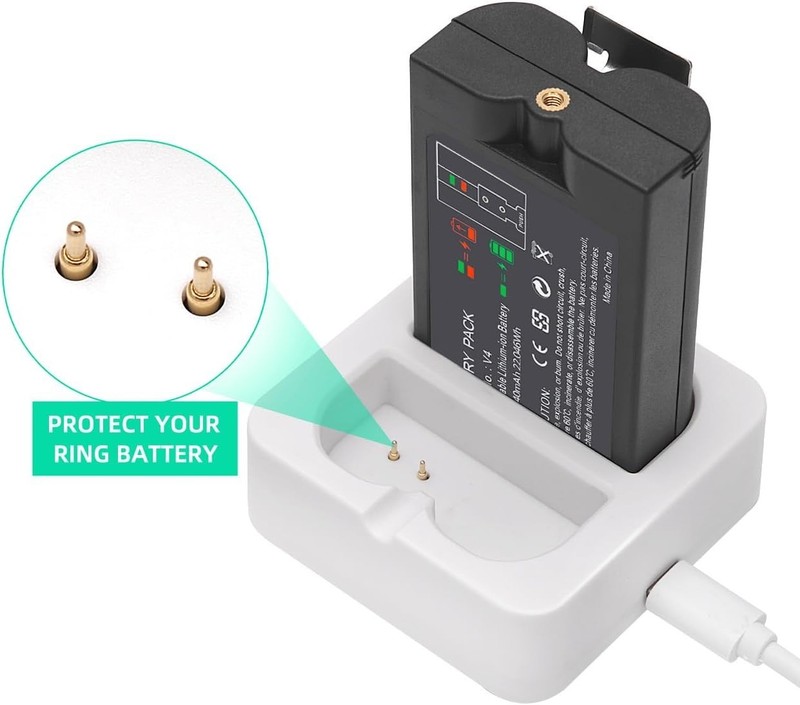 2Pack 6040mAh Replacement Battery + Charger for Ring Doorbell 2/3/4 Stick Up Cam gallery