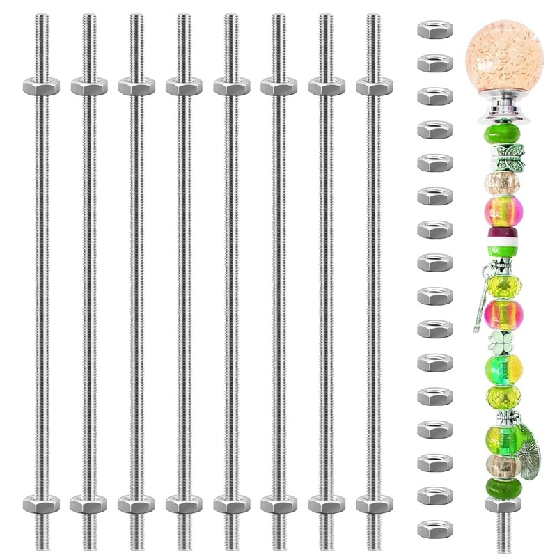 Stainless Steel 24 Pack M4 One Size, 8 Threaded Rod + 16 Hex Nuts(14inch)