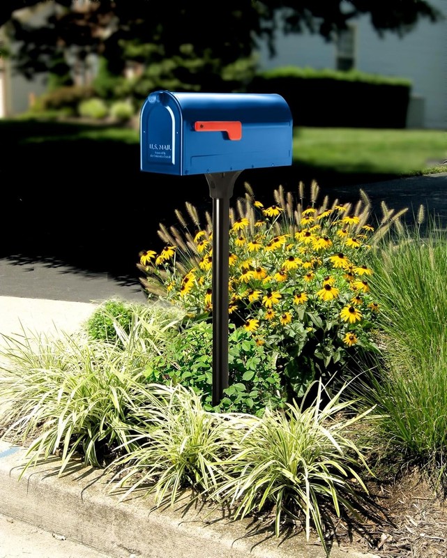 Contemporary Medium Mailbox - Blue Metal Design for Effortless Curbside Style gallery