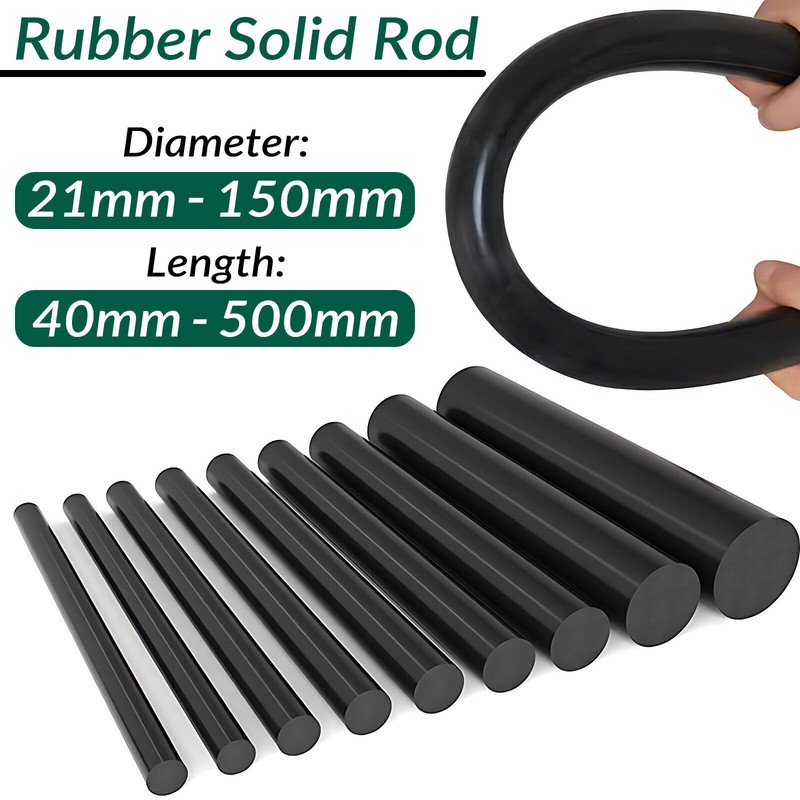 Black Solid Natural Rubber Round Rods Rod Materials Dia 21mm-150mm 40-500mm long gallery