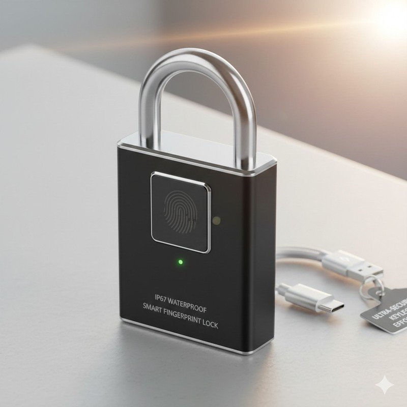 Smart Fingerprint Padlock – Biometric Keyless Security Lock, IP67 Waterproof, US