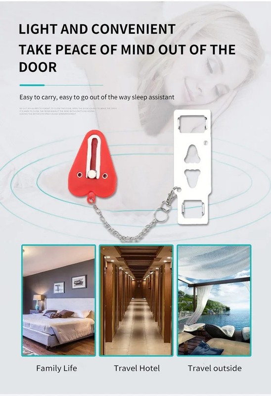 Portable Door Lock Double Hole Security Latch Metal Anti Theft Travel Lock gallery