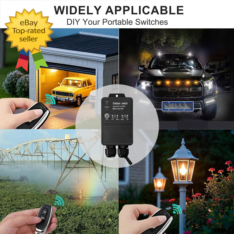 12V Remote Control Switch IP67 Waterproof DC8 80V 30A Relay Wireless gallery