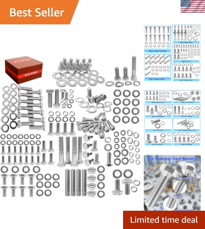 Small Block Engine Hex Bolt Kit Fit for Chevy 265 283 302 305 307 327 350 400…