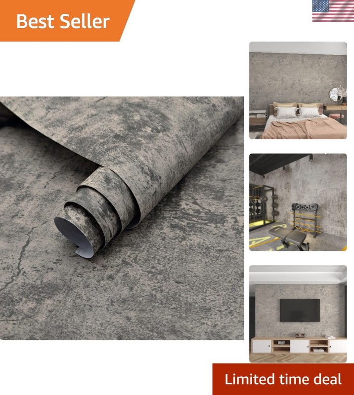 16”x118” Light Brown Grey Waterproof Peel and Stick Concrete Wallpaper