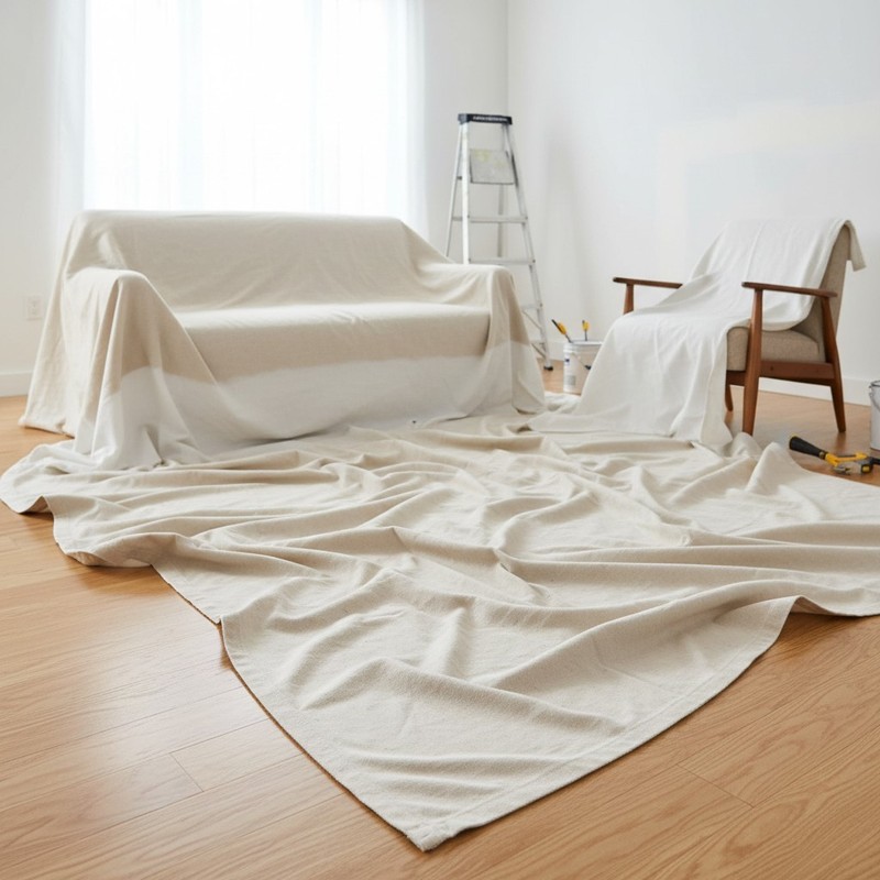 All-Purpose 12×15′ Cotton Drop Cloth – Ideal for Paint, Floor & Furniture Safety