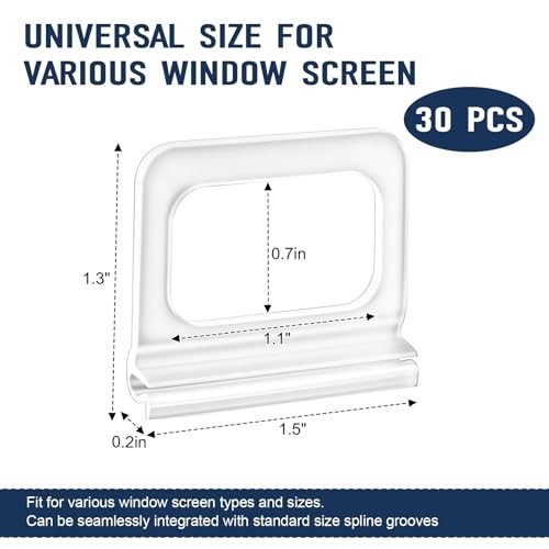 Universal Window Screen Pull Tabs - 30 Pack Replacement Lift Tabs, Frosted Clear gallery