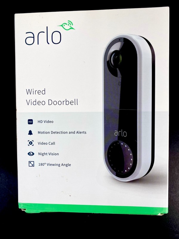 ARLO Essential Wired Video Doorbell AVD1001 ~ HD Video ~ 180 Degree View ~ NOB