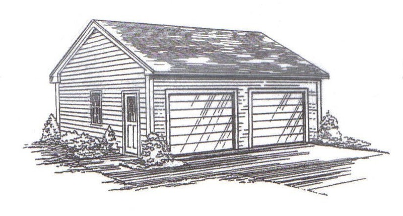 24 x 24 2-Car LD Garage Building Plans w/ 5 Pitch Roof & Vault b