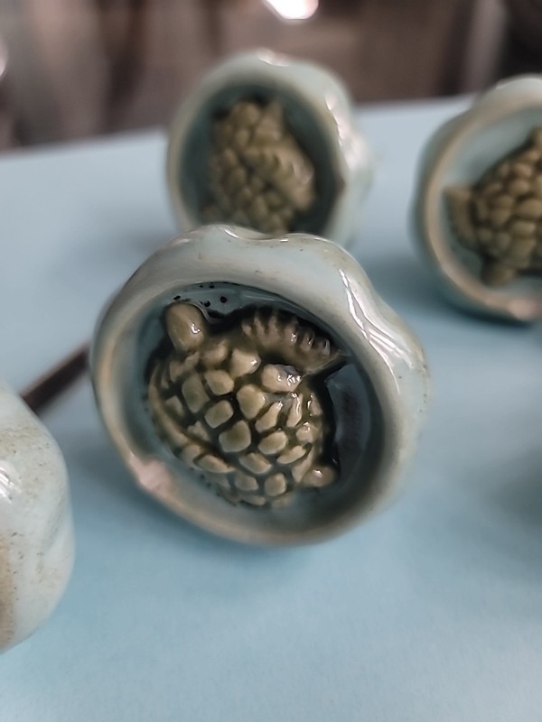 Blue Green Turquoise Ceramic Turtle Drawer Pulls Pier 1 Cabinet Knobs Set Of 7 gallery