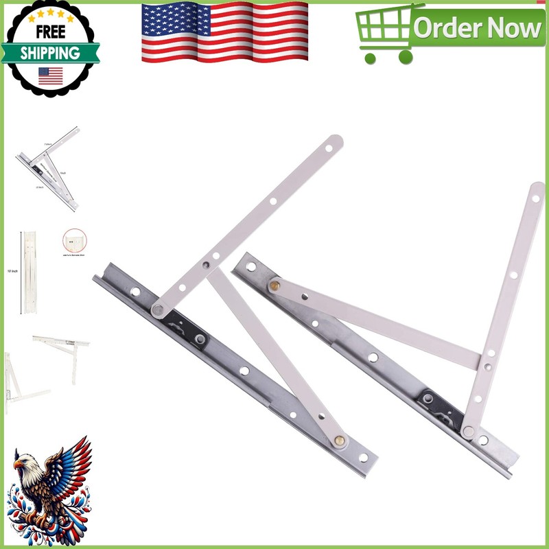 Universal Stainless Steel Friction Stay Hinges – 2 Pack, 10 Inch Concealed Mount