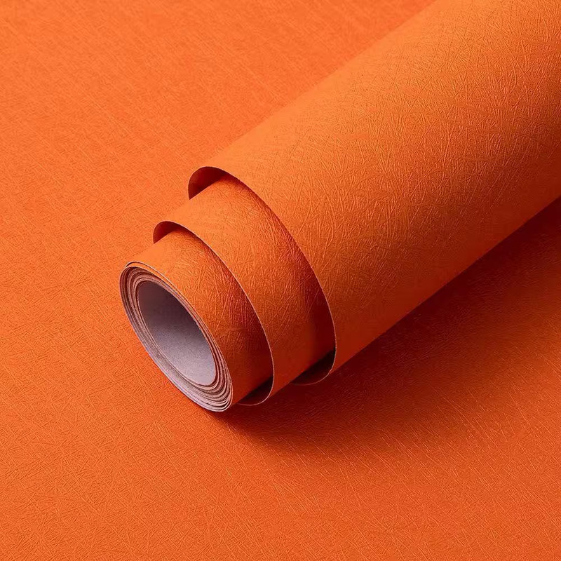 Orange Embossed Removable Waterproof Contact Paper Peel and Stick Wallpaper Set gallery