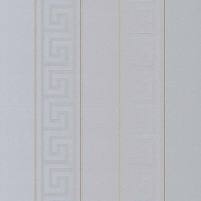 Greek Key Stripped Silver Gray Gold Versace Wallpaper