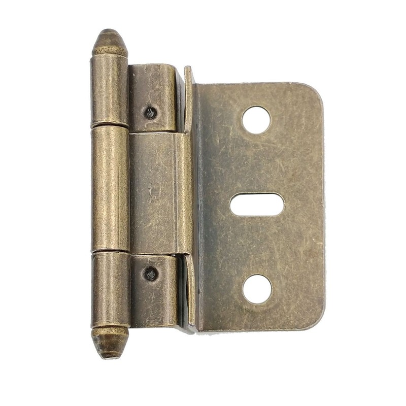 Antique Brass Partial Wrap Rabbet Hinge 3/8" Inset Bullet Tip 76068-AB gallery