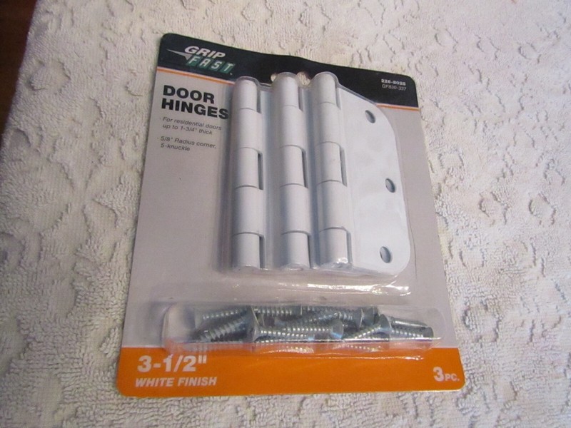 Menards Grip Fast 3 White Steel Door Hinges 226-8028 3 1/2" New Set of 3