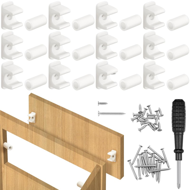 12 Pairs False Cabinet Front Clip Drawer Sink Tip Out Snap Screws White