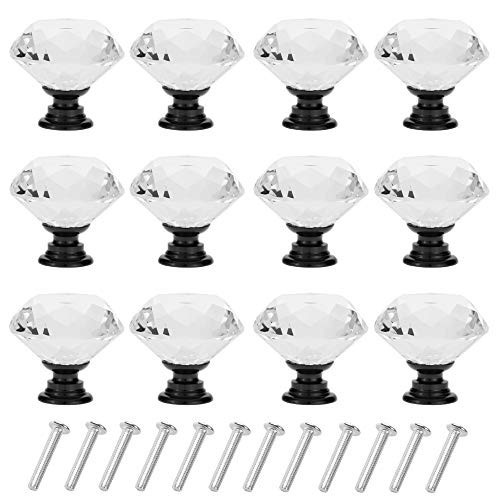 12 Pack Drawer Knobs Diamond Shaped Crystal Glass 30Mm Cabinet Knobs Pull Handle gallery