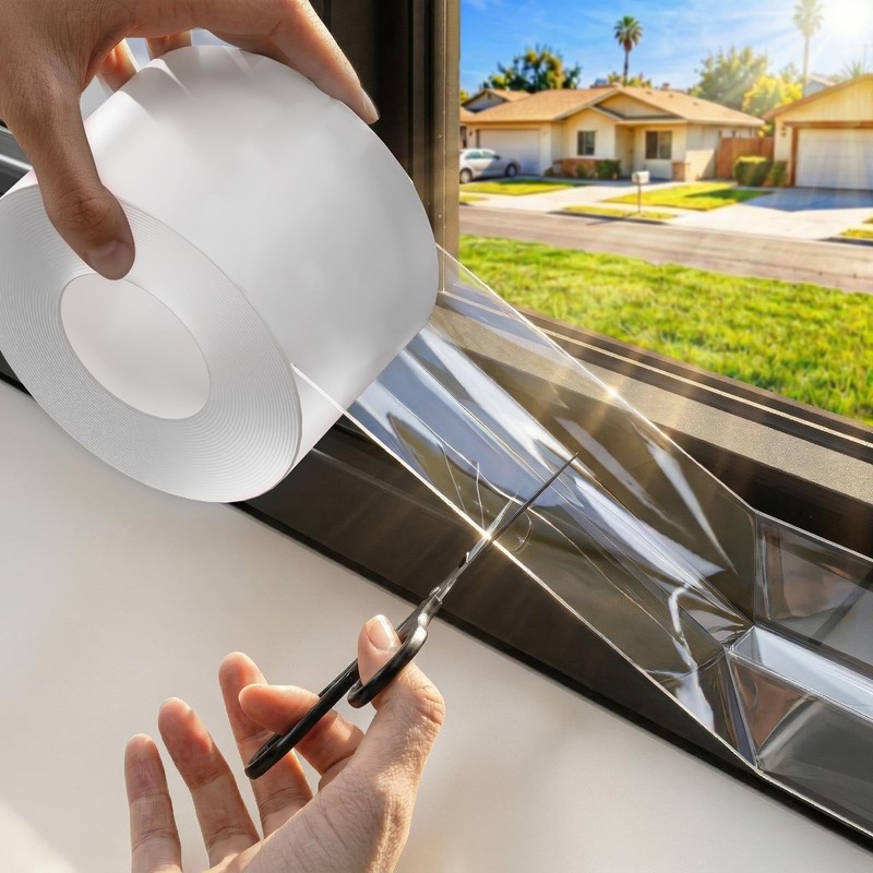 SWRT 3”x33FT Window Weather Sealing Tape Residue-Free, 3 IN * 33 FT, Clear
