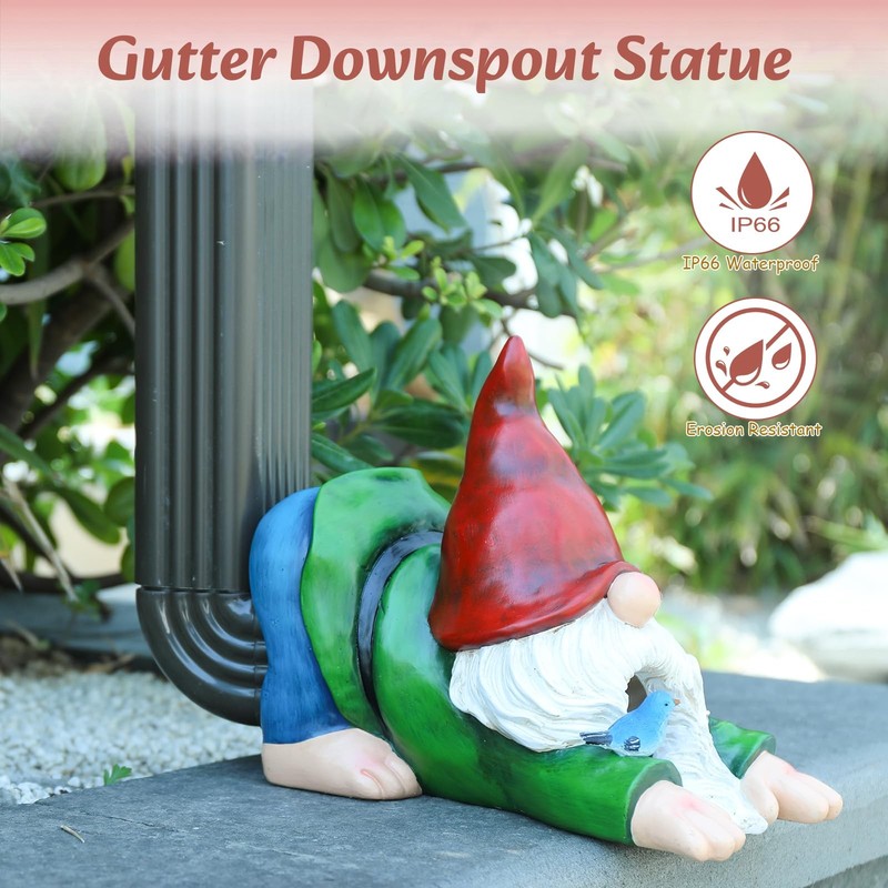 WONDER GARDEN Gnome Gutter Downspout Extensions - Decorative gallery
