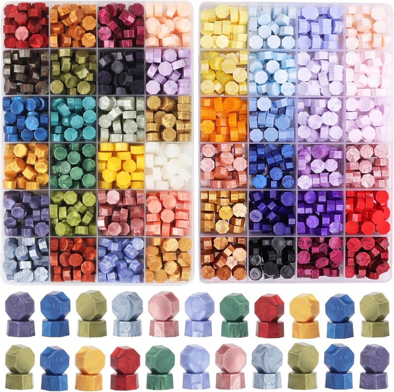 1200 Pcs Metallic Assorted Color Wax Seal Beads – 48 Colors for Making Seals,