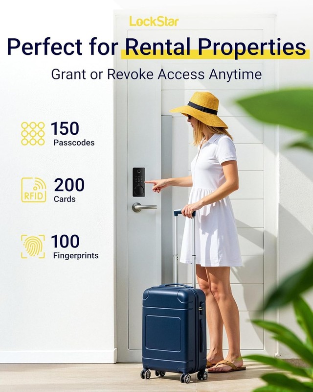 LOCKSTAR® Smart Door Lock • Keyless Deadbolt, App Fingerprint w/ Gateway gallery