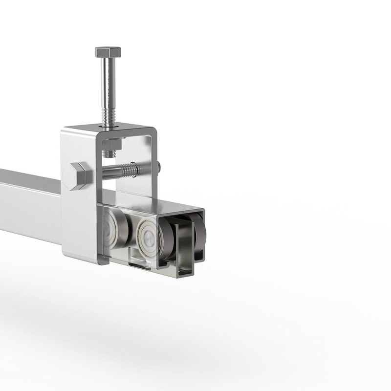 Chromeplated 4-Wheel Trolley Assembly with Easy Bolt Installation - 600 lbs Load gallery