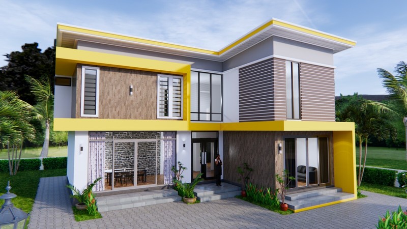 41×35 Feet House Plan 12.4×11 Meter 4 Beds 4 Baths Shed Roof PDF (A4 Hard Copy)
