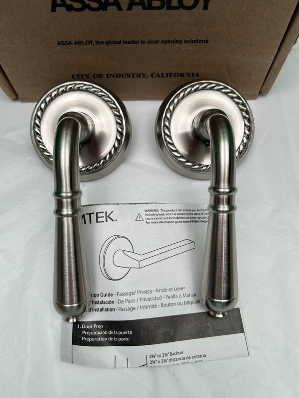 Emtek Turino Reversible Non-Turning Two-Sided Dummy Door Lever Satin Nickel Rope gallery