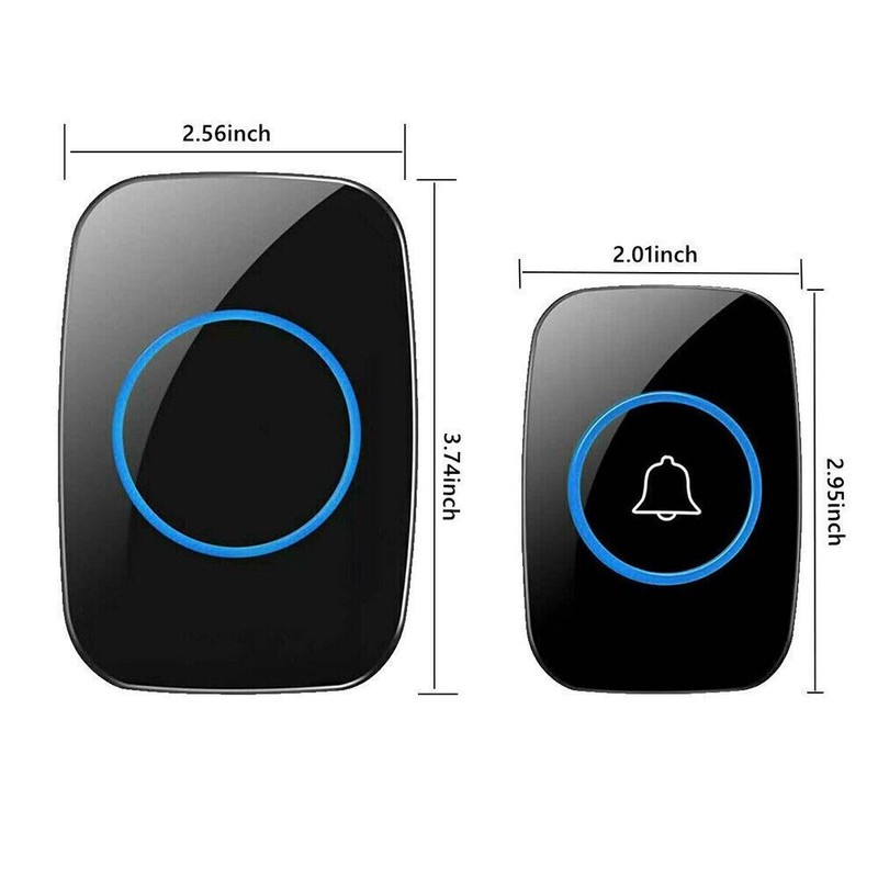 Wireless Doorbell 1-2 Receiver Kit Adjustable Volume 38 Chime 1000FT Waterproof