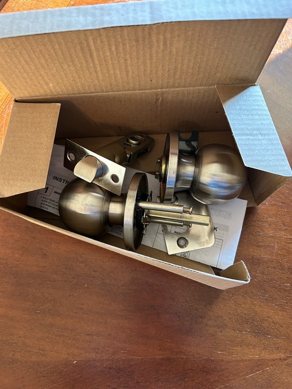 Open Box Tubular Round Door Knobs Silver- 8 complete sets, 1 just knobs