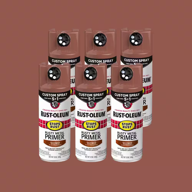 12 Oz. Custom Spray 5-In-1 Flat Rusty Metal Primer Aerosol Spray (Case of 6)