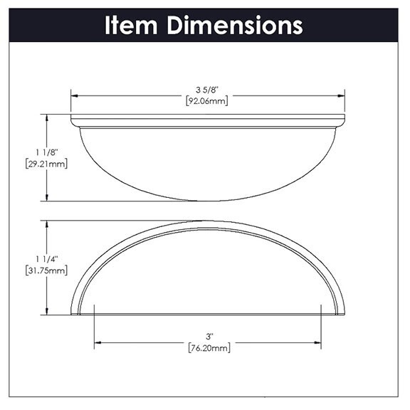 HICKORY Heritage Designs 3" Matte Black Cup Bin Drawer Pull Hardware R077748MBX gallery