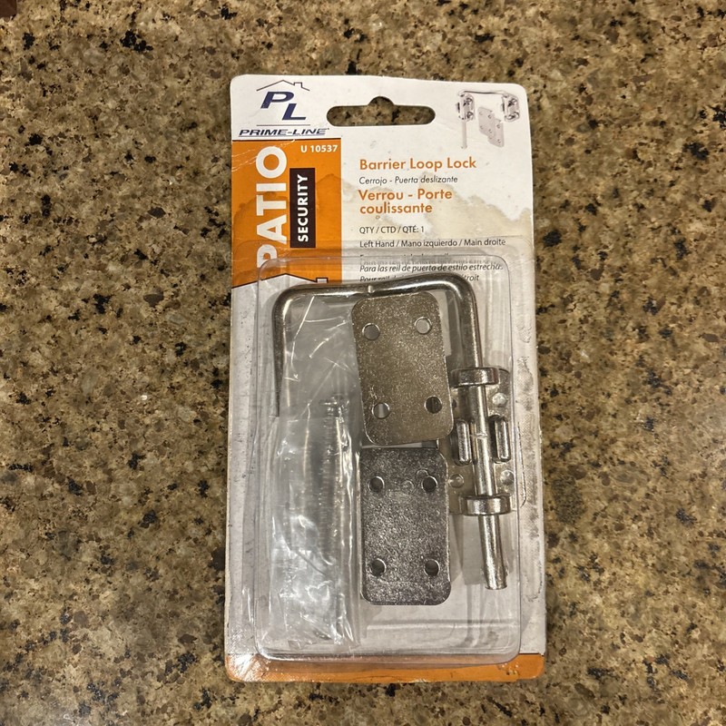 Patio Sliding Loop Door Lock, Defender Security, U 9847, 2 18" Span NIP, Screws 