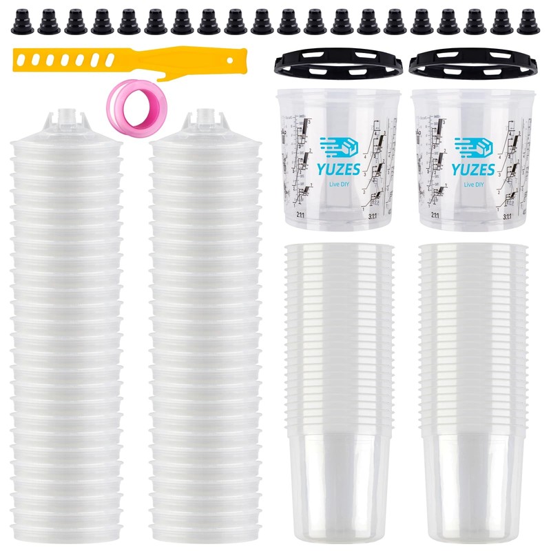 Disposable Paint Cups for Spray 20 Ounce (600ml), 50 Disposable Paint Cup wit…